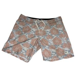 Rhythm Shorts Mens 36 Floral Swim Trunks Mesh Lined Elastic Drawstring